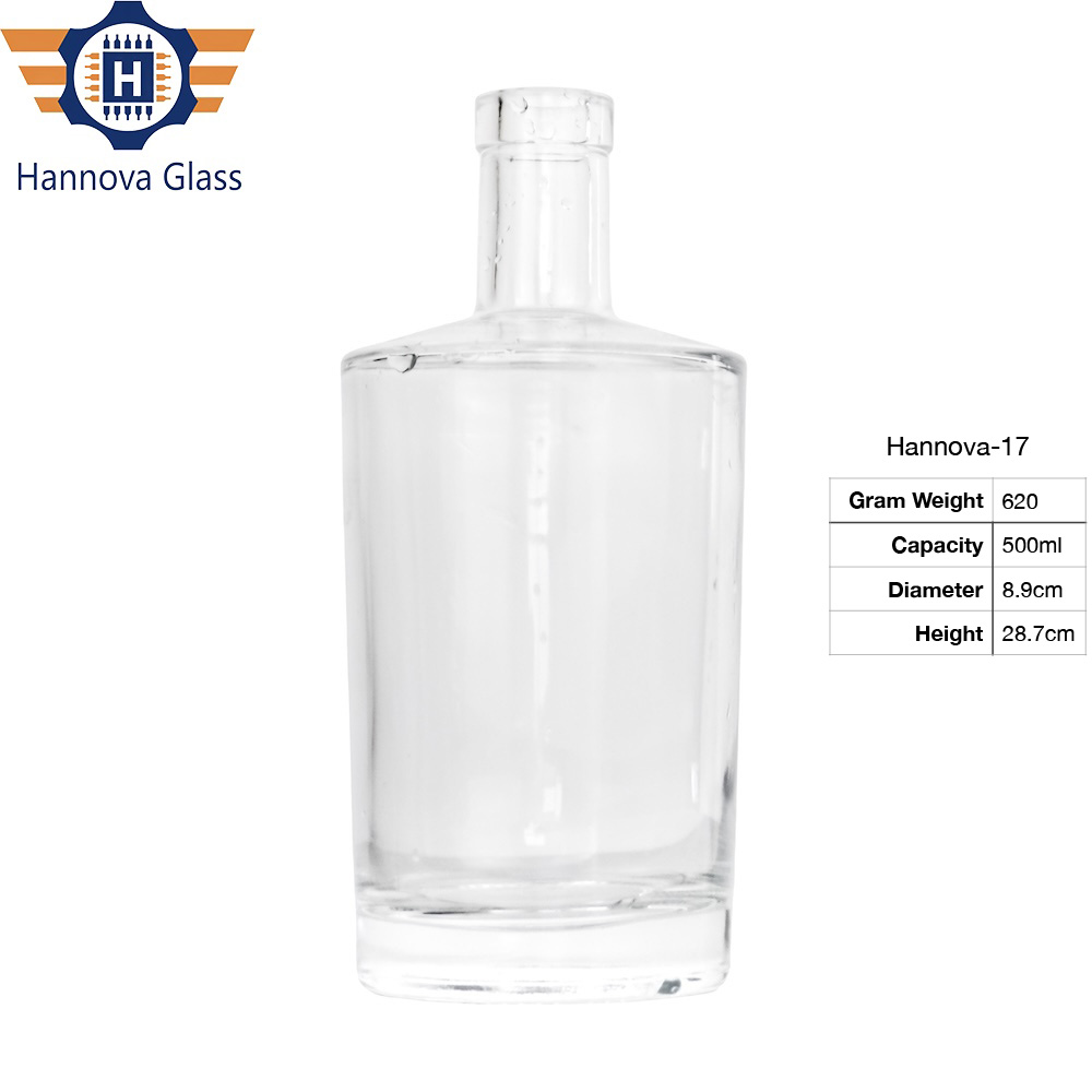 500ml vodka glass bottle Cylindrical Shape Glass Thick‌ Bottom Bottles Whiskey Bottle for Liquor Tequila Vodka Glass Bottle With Cork