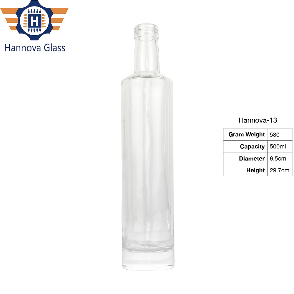 China Factory Empty Custom 500 ml Super Flint Flat Shoulder Glass Liquor Vodka Bottle Glass Packaging for Alcohol
