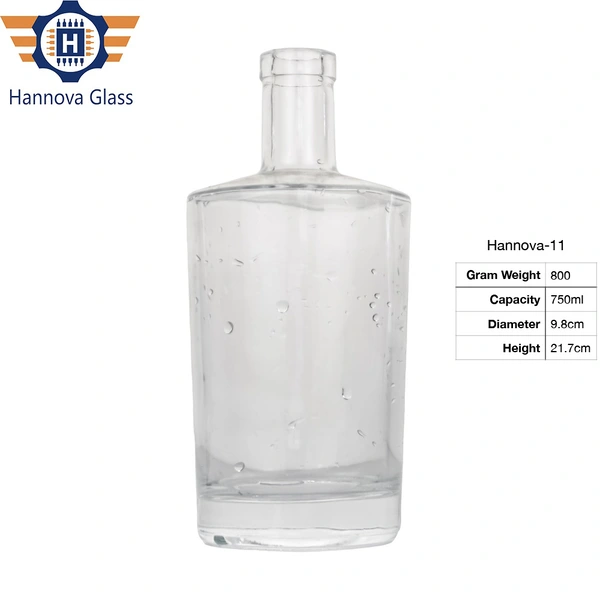 High Quality Round Crystal 750ml Whisky Vodka Tequila Glass Liquor Bottles With Glass Lid Cork