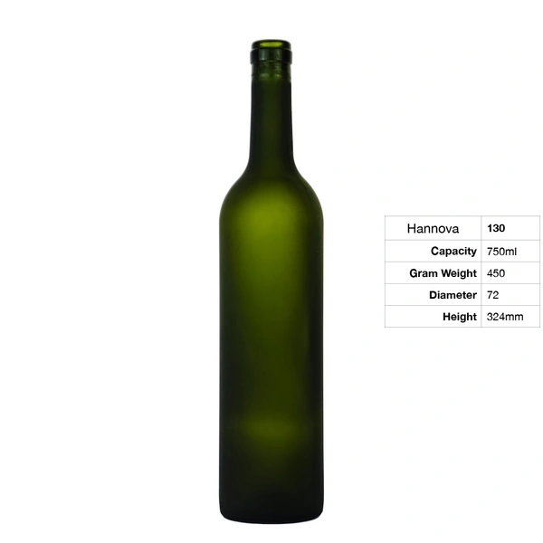Custom 750ml Bordeaux Wine Glass Bottle From Manufacturer Factory Amber Frosted Green Wine Bottle With PVC Heat Shrinkable Cap