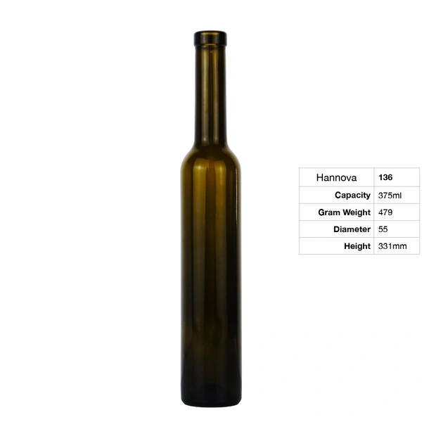 Amber Color Round Shape 375ml Wine Bottle Glass Bottle With Cork Olive Oil Liquid Glass Bottle