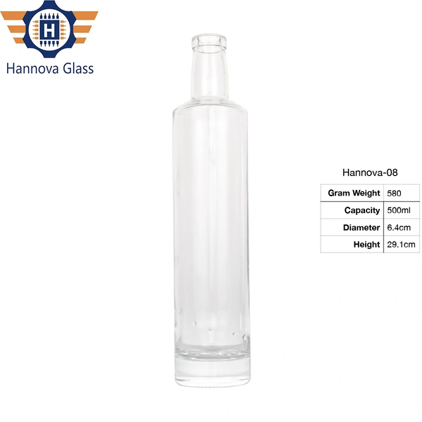 500ml Round Glass Whiskey Bottles for Liquor Flat Shoulder Bottle Tequila Vodka Glass Spirit Bottle With Cork