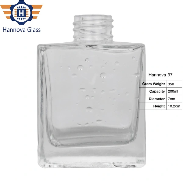 200ml Screw on square Glass Perfume Bottle With Sprayer and Cap for Perfume