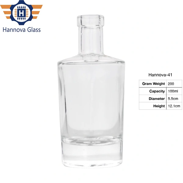 100ml Flint Glass Bottle for Gin Vodka Whisky Rum Tequila Glass Packaging with Corp Top Flat Strong Shoulder