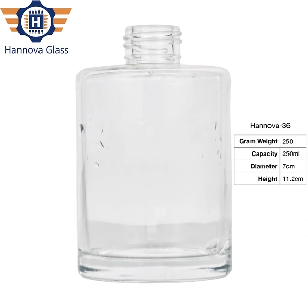 Clear Round Empty 250ml Small Capacity Liquor Beverage Container Whiskey Vodka Glass Bottle with Screw Neck