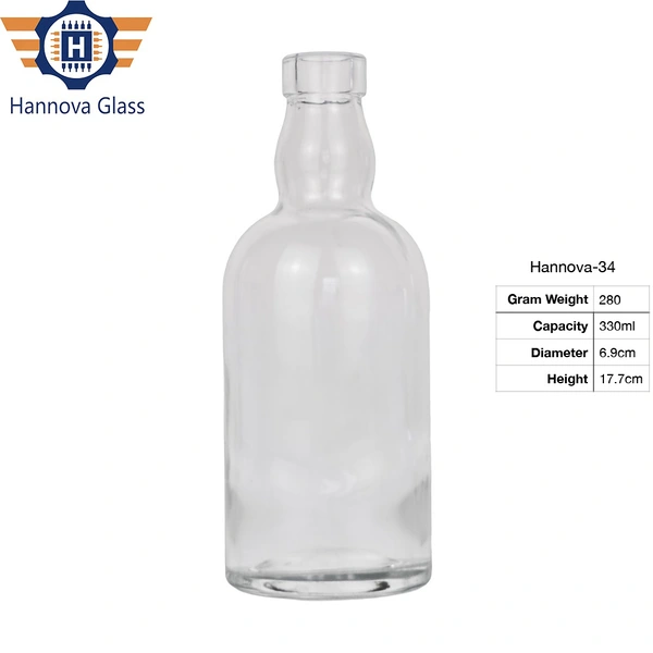 High Quality Custom clear Glass Bottle Wine Glass Bottle 330ml Premium Whiskey Juice Bottles
