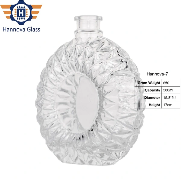 Custom Recyclable Alcoholic Beverages Brandy extra 500ml Liquor Bottles Empty Vodka Sprits Glass Bottle