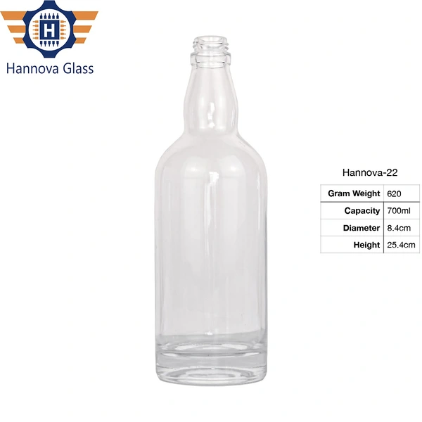 700ml Source Factory Customized Cork Round Twosection Neck Shoulder Thin Bottom Brandy Whiskey Glass Bottle
