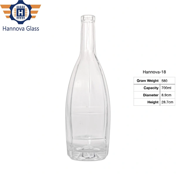 Nordic Hot Selling Transparent Glass Bottle 700ml Suitable for Wine Vodka Gin Empty Alcohol Bottle Customized