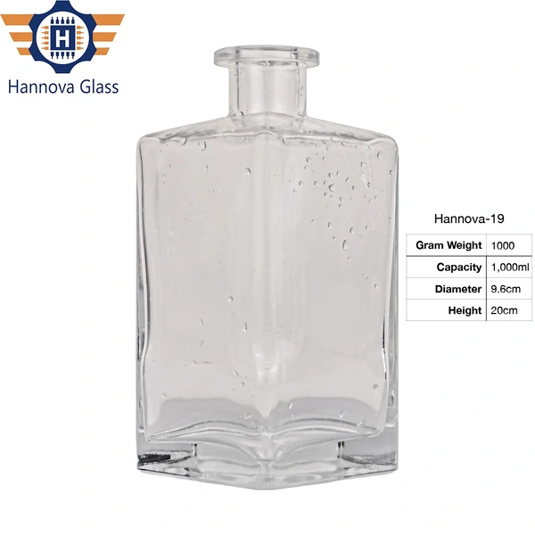 1L 100cl Wholesale Square Glass Vodka Bottles for Liquor Rum Gin Tequila Spirit Flat Empty Whiskey Bottle With Cork