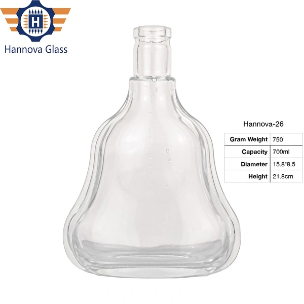 Wholesale Hot New Glass Packaging Liquid Container 700ml 70cl Custom Logo Clear Unique Shaped Fancy Empty Wine Liquor Bottles