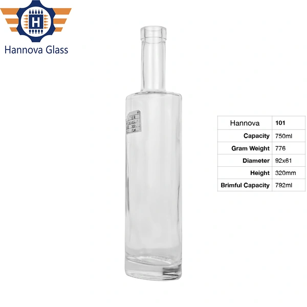 Empty Oval 750ml clear Super Flint Glass Wine Bottle Liquor Vodka Spirits Brandy Rum Olive Oil Liquid Glass Bottle Custom Print
