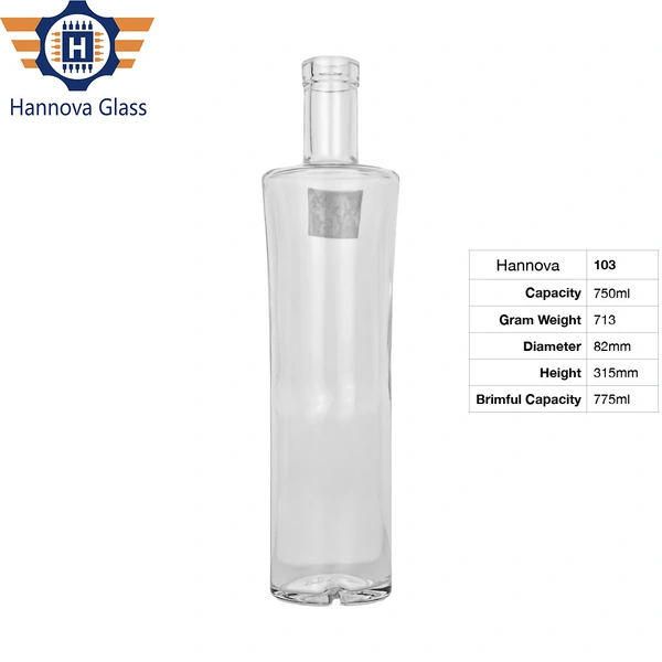 750 ml Tall Round Flint Glass Bottle for Liquor Wine Whisky Alcohol & Spirit Empty Glass Bottle Frosting Glass Wine Bottle