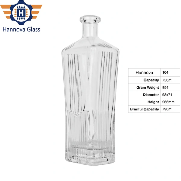 750 ml Empty Square Streamline Brandy Glass Bottles for Liquor Vodka Tequila Whiskey Spirit Bottle With Cork
