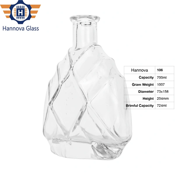700ml Luxury Custom Empty Crystal Gin Rum Brandy Spirit Whisky Vodka Liquor l Alcohol Bottle XO Glass Wine Bottles