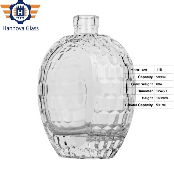 Best Seller 500ml Glass Bottle Round Engraving Craft Vodka Factory Custom With Cork Bottle Cap