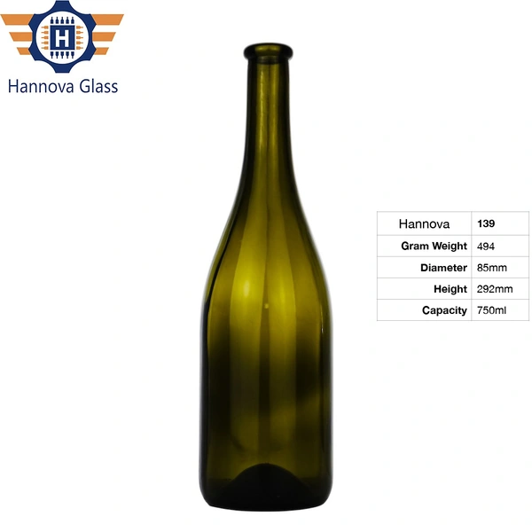 Factory Wholesale 750ml Empty Round Amber Green Glass bottle Wine Bottle Drinking Wine Bottles With Cork