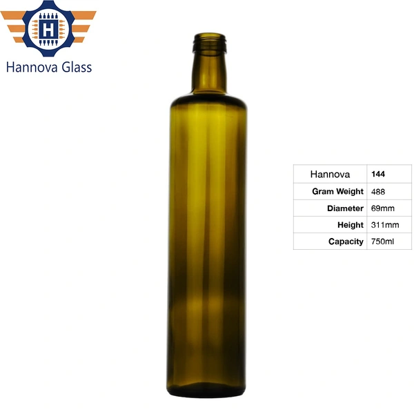Stocked 25.36oz Long Neck Secure Empty Round 0.75l Vinegar Bottle 750ml Green Olive Oil Glass Bottle With Twist Cap