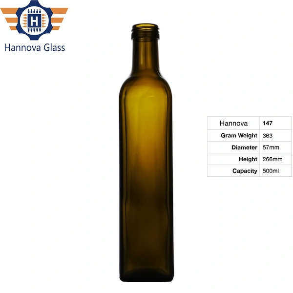 Wholesale 500ml Amber Glass Oil Pot Simple Kitchen Vinaigrette Square Bottle Olive Oil Glass Bottle
