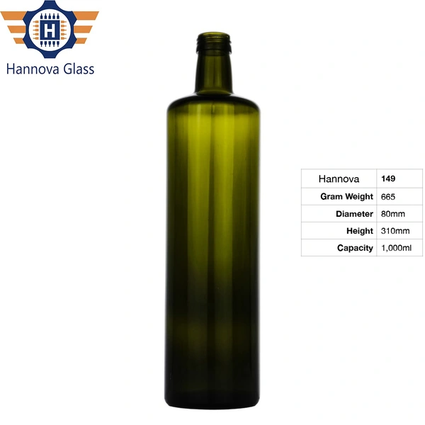Factory Produced Wholesale Empty Round 100cl Vinegar Bottle 1L Green Olive Oil Glass Bottle With Twist Cap