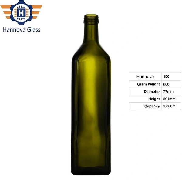100cl Food Grade Empty Olive Oils Packaging Glass Bottle 1000ml Dark Green Square Glass Bottles for Cook Olive Oil