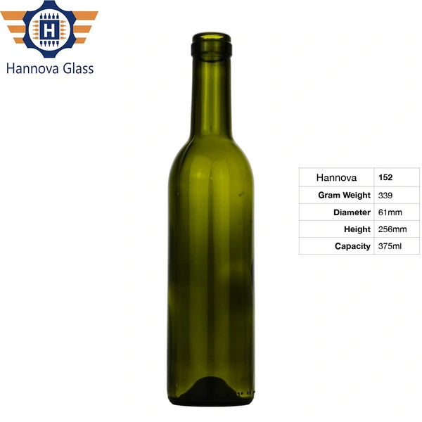 Supply Empty 375ml Dark Green Round Green Glass Red Wine Bottle 12.68oz Wine Glass Bottle With Cork