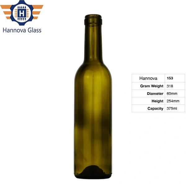 Supply Empty 375ml Brown Round Dark Green Glass Red Wine Bottle 12.68oz Wine Glass Bottle With Cork