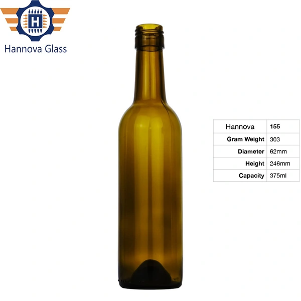 Wholesale 375ml Empty Clear Glass Bottle/Wine Empty Bottle Soda Water Kombucha Glass Bottle With Screw Alum Cap