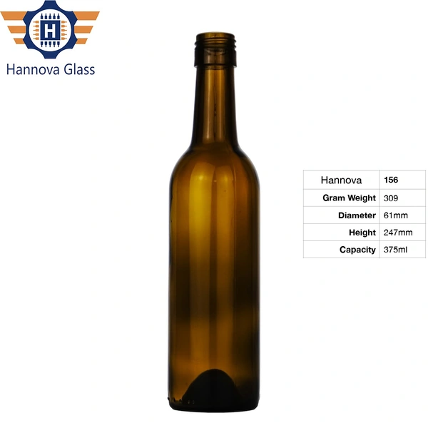 Supply Empty 375ml Brown Round Glass bottle 12.68oz Wine Glass Bottle With Screw Cap
