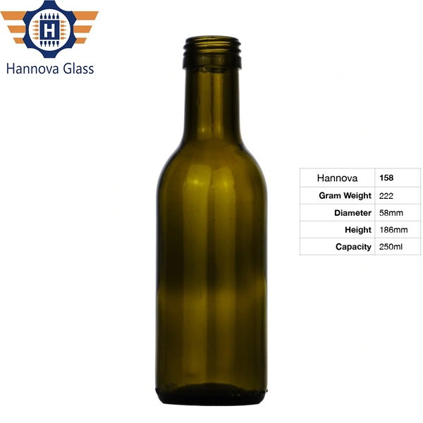 Supply 25cl Wine Glass Bottle High Quality Round Clear Brown Empty 250ml Vinegar Spice Olive Oil Glass Bottle for Kitchen