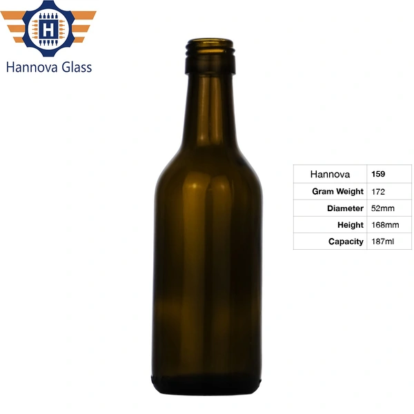 Supply 6.32oz Wine Glass Bottle High Quality Round Clear Brown Empty 187ml Vinegar Spice Olive Oil Glass Bottle for Kitchen