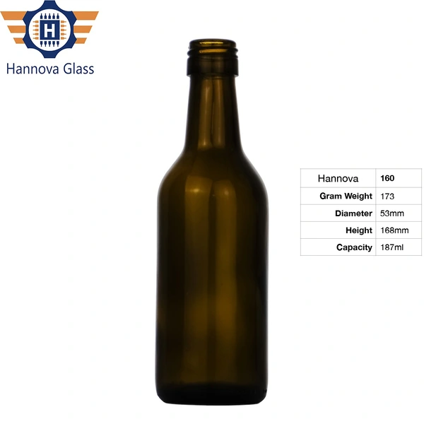 Supply 187ml Wine Glass Bottle High Quality Round Brown Empty 6.32oz Vinegar Spice Olive Oil Glass Bottle for Kitchen