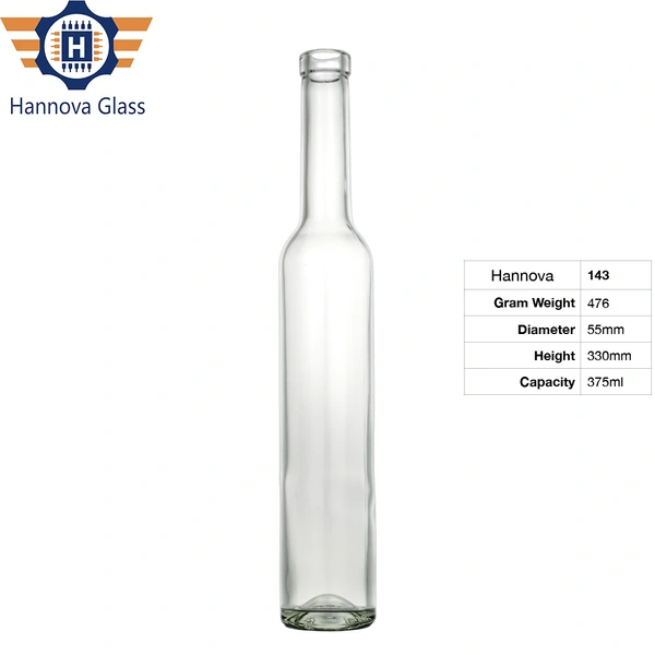 Custom 375ml Empty Ice Wine Glass Bottle Round Beverage Flint Fruit champagne With Cork