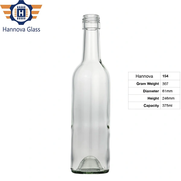 Wholesale 375ml Empty Clear Glass Bottle/Wine Empty Bottle Soda Water Kombucha Glass Bottle With Screw Alum Cap
