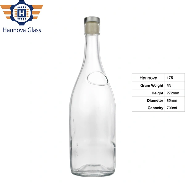 700ml Special Bottom Flint Glass Spirit Bottle High Polymer Cork Aluminium Top Stopper for Gin Liquor Tequila Vodka 70cl