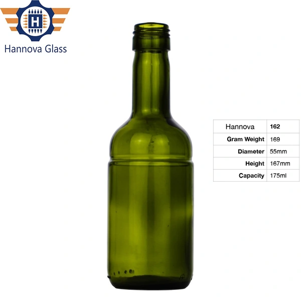 New Arrival 175ml Green Color Glass Bottles for Korean Rice Wine Tequilas Mini-alcohol-bottle with Black Screw Cap