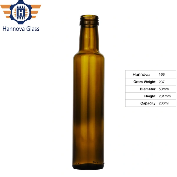 Wholesale 200ml Lucency Round Glass Bottle High End Amber with Durable Olive Oil for Sale Factory Price From Manufacturer