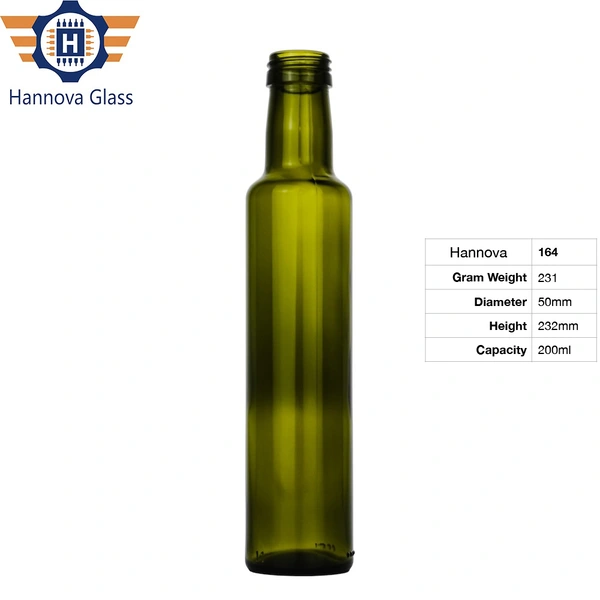 Wholesale 200ml High-End Lucency Glass Bottles with Screw Cap Durable Inner Cylinder Dark Green for Olive Oil Factory Price