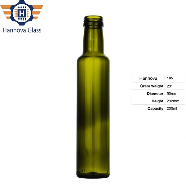 200Ml Glass Green Square Olive Oil Bottle with Plastic Lid