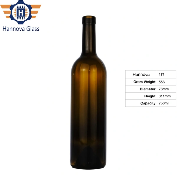 Wholesale Custom Labels Design Luxury Dark Brown Amber 750ml Glass Burgundy Wine Bottles with Cork 75cl Empty Red Wine Bottle