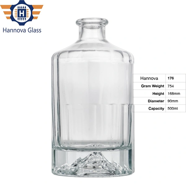 Round 500ml 50cl Hot Sale Bottle Whiskey Rum Gin Brandy Vodka Glass Bottle