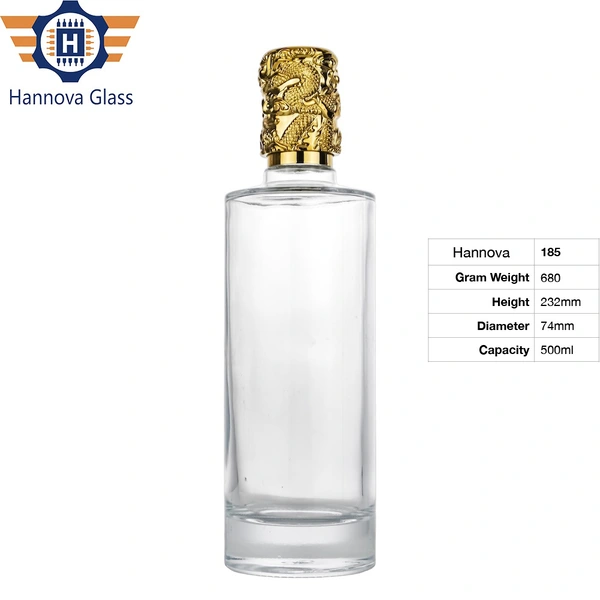 Wholesale 500ml Round Tequila Bottle High Flint Glass with Pilfer-Proof Finish for GUALA Neck for Oil Vinegar Liquors