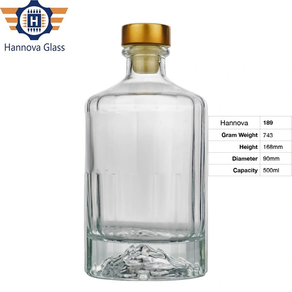Custom Extra Flint 500ml Glass Bottle With Cork Cap for Whisky Liquor Bouteille En Verre Bottiglie Vetro