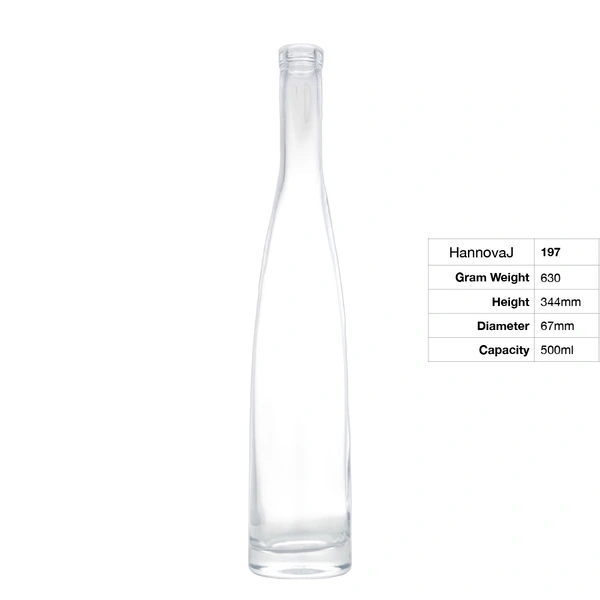 Factory Wholesale 500ml Transparent Round Rum 500ml Whiskey Gin Spirit Bottle Customized With Cork Cap