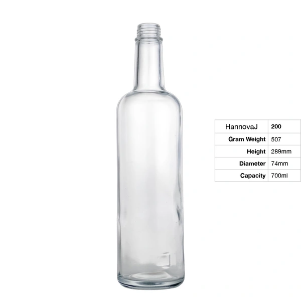 700ml Factory Customized Screw Cap Long Neck Round Convex Bottom Rum Tequila Exquisite Liquor Glass Bottle