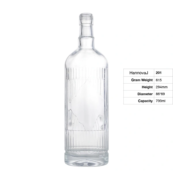 Hot Sale Factory Customized 700ml SCREW CAP Thick Bottom Embossed Round Brandy Tequila Rum Spirit Glass Bottle