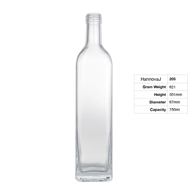 Factory Wholesale Round 750ml Aluminum Screw Cork Square Thick Bottom Vodka Brandy Rum Gin Spirits Glass Bottle