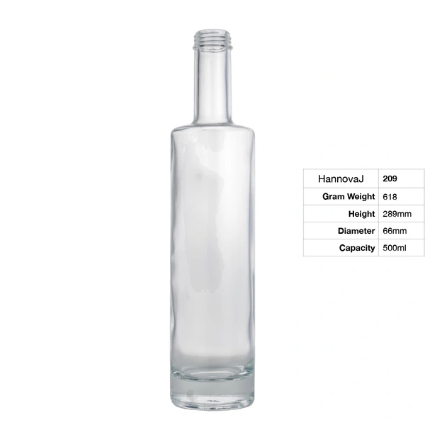 Threaded Silk Mouth Thick Bottom Right Angle Shoulder Glass Bottle Customised Clear Glass Bottle 500ml China Manufacturer