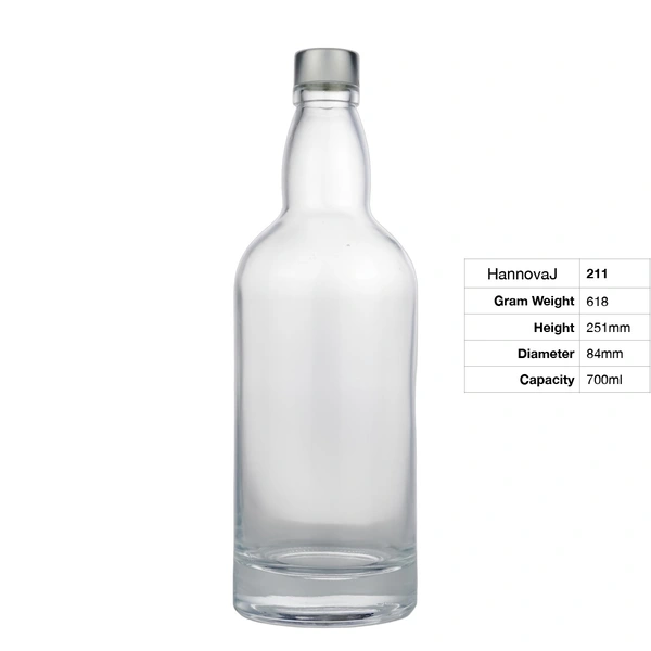Factory Wholesale Custom Threaded Cap Long Neck Thick Bottom Round Suitable for Whisky Vodka 700ml Liquor Glass Bottle