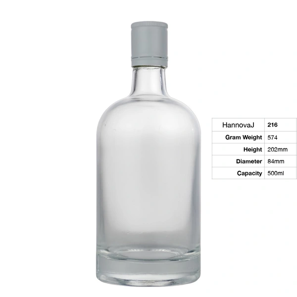 Best Selling Round 500ml Glass Transparent Vodka Tequila Rum Spirit Bottle 50cl Capacity With Screw Cap Customized